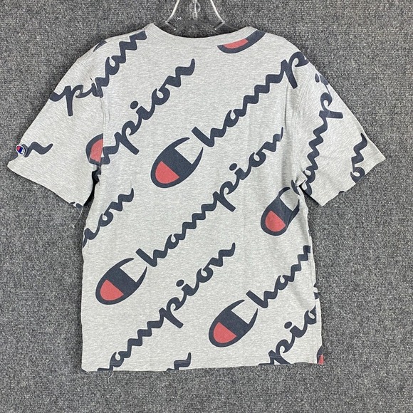 Vintage Champion Shirt Men's Medium‎ Heritage Gray All Over Print Casual Adults - Picture 7 of 8